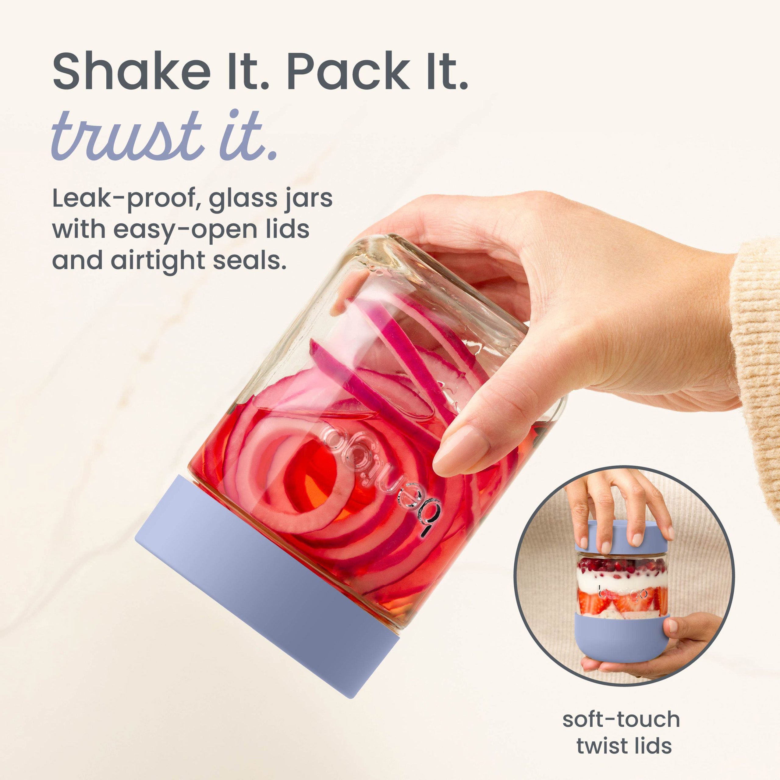 Bentgo Leak-Proof Glass Food Jars. Boots. & Inner Cup (16 fl oz Jars) - Image 9