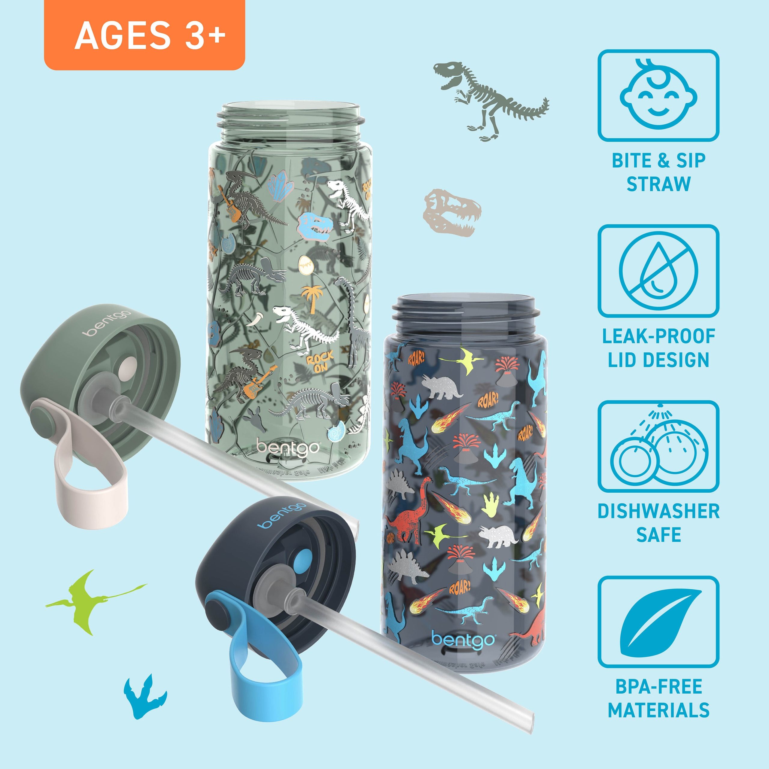 Bentgo Kids Prints Water Bottle (2-Pack) - Image 3